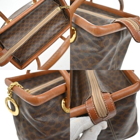 CELINE Logo Circle Macadam Pattern Hand Bag PVC Leather Brown GHW Italy 38KB361 - Picture 9 of 16